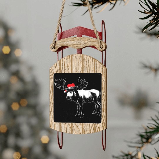 Christmas Moose X mas Deer Animal Fan Hilarious Sled Ornaments