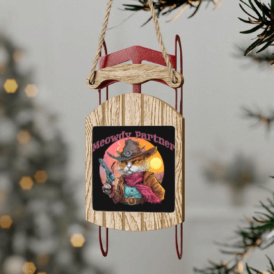 Purrfect Outlaw Showdown - Meowdy Partner Sled Ornaments