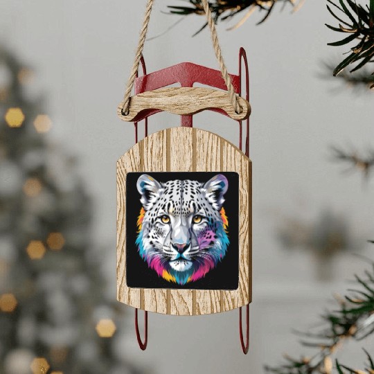 Snow Leopard Sled Ornaments