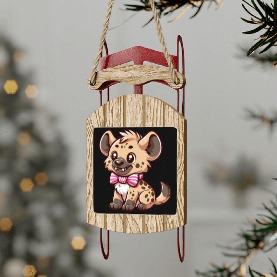 Playful Hyena Cartoon Sled Ornaments