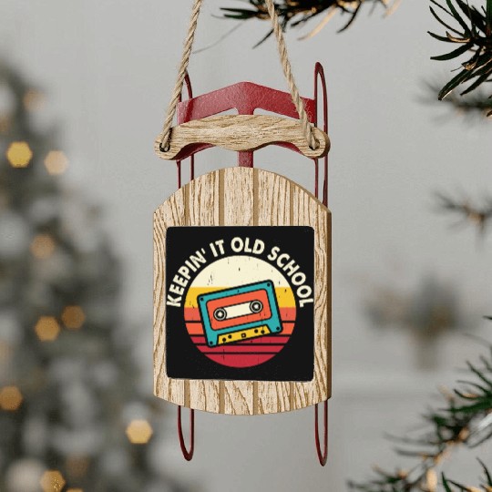 Keepin it old school mixtape cassette Sled Ornaments