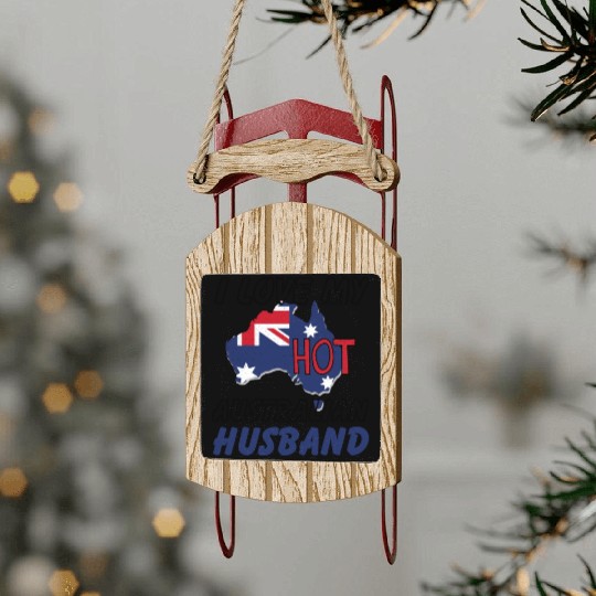 I Love My Hot Australian Husband Wife Sled Ornaments