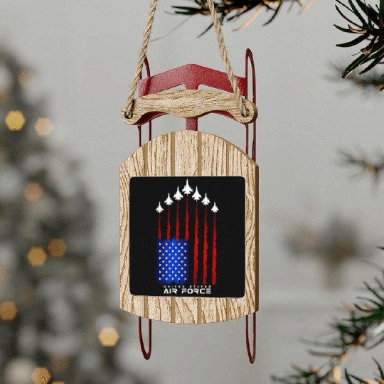 Air Force US Veterans 4th of July Sled Ornaments American