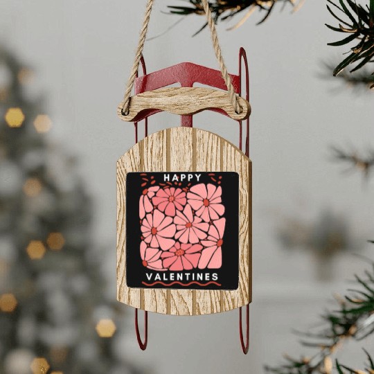 Midnight Blooms: A Floral Valetine's Embrace. Sled Ornaments