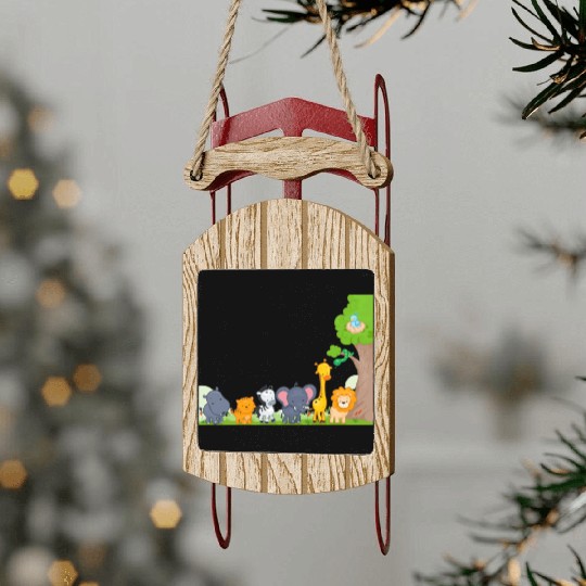 Multi zoo animals lion giraf elephant Sled Ornaments