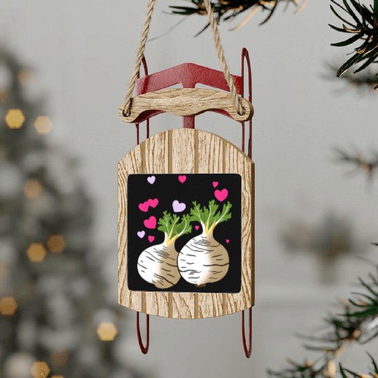 Turnip Love Hearts Valentine's Day Sled Ornaments