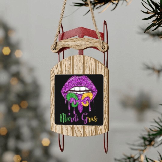 Dripping Mardi Gras Sled Ornaments