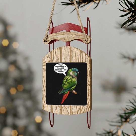 Green Cheek Conure Meme Funny Conure Parrot Sled Ornaments