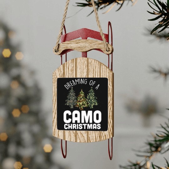 I'm Dreaming Of A Camo Christmas Camouflage Sled Ornaments