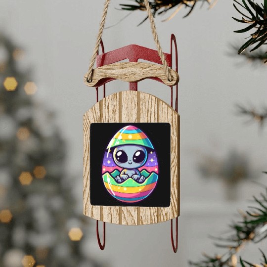 Alien Easter Egg Hatching: Colorful Surprise Sled Ornaments