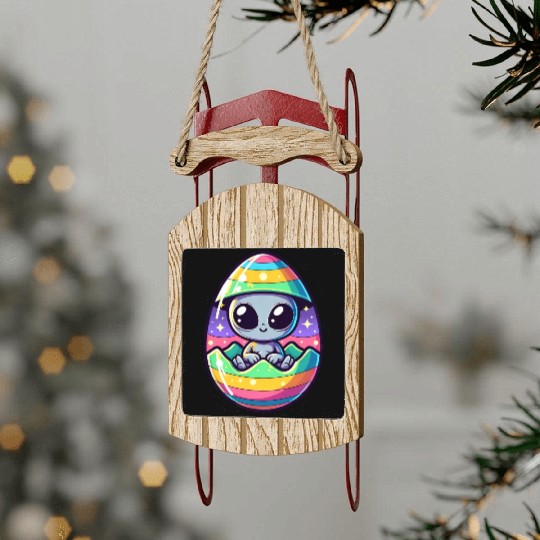 Alien Easter Egg Hatching: Colorful Surprise Sled Ornaments