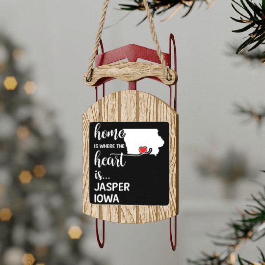Jasper County Iowa Is Where My Heart Is Gift Sled Ornaments