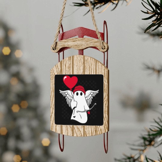 Valentine's Day Cupid Ghost Wings Heart Love Arro Sled Ornaments