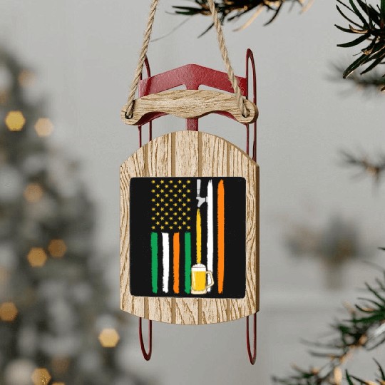 American Irish Flag Beer Sled Ornaments