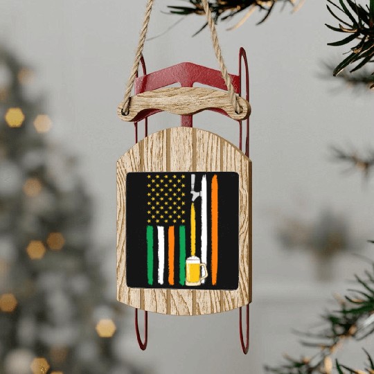 American Irish Flag Beer Sled Ornaments