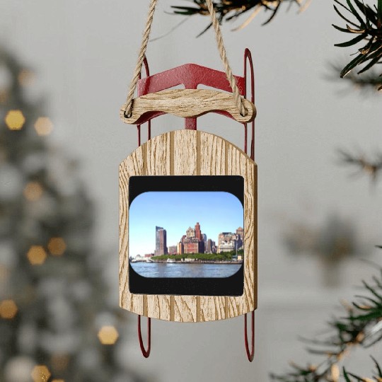 Manhattan NY - Manhattan Skyline on a Clear Day Sled Ornaments