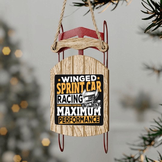 Winged Sprint Car Racing Commanding Control Sled Ornaments