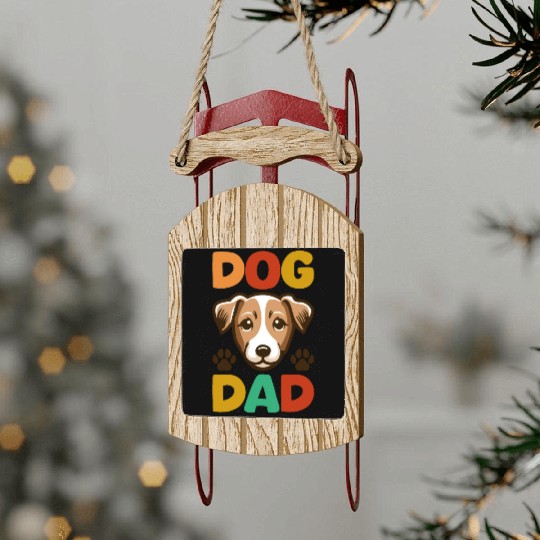 Jack Russell Terrier Dog Dad Typography Sled Ornaments