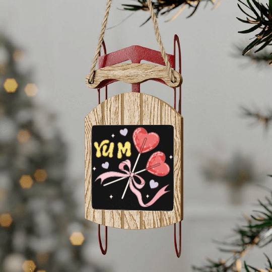 Valentine's Day Heart Lollipop Sled Ornaments