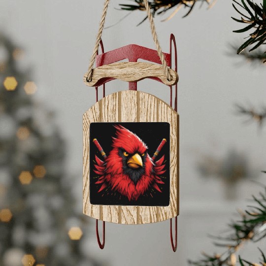 Red Northern Cardinal As Ninja Symbol Of Bravery Sled Ornaments