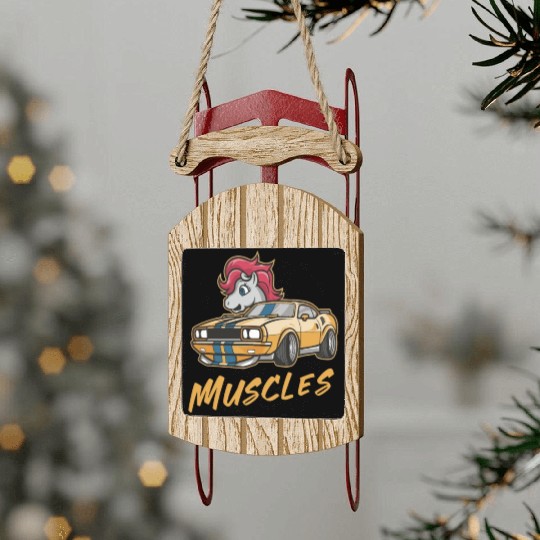 Pony car with muscles Sled Ornaments