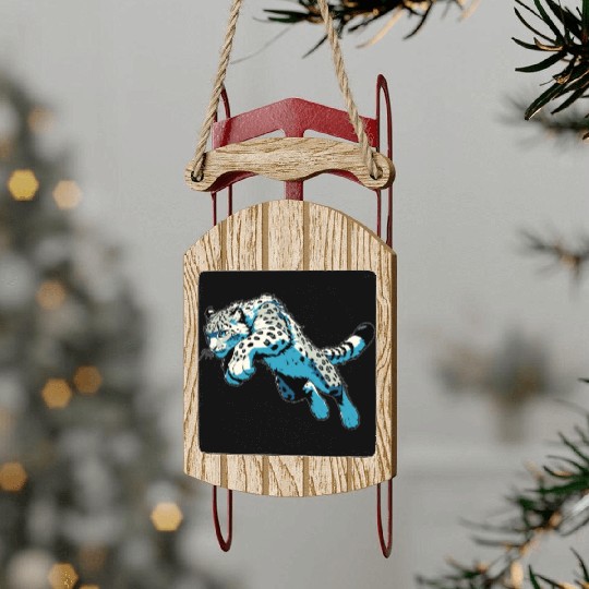Snow Leopard Leopard White Leopard Sled Ornaments