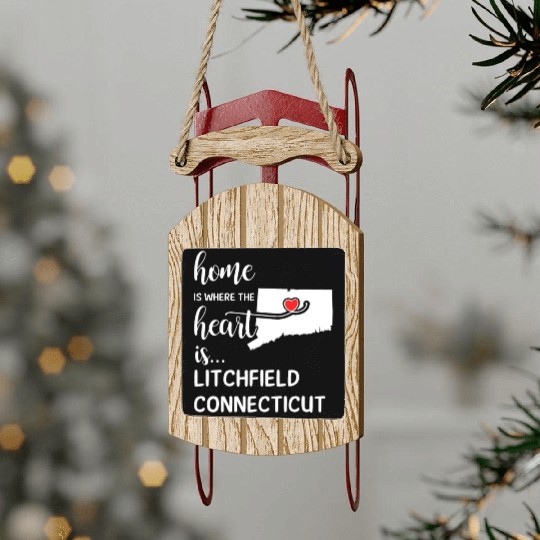 Litchfield County Connecticut Is Where My Heart Is Sled Ornaments