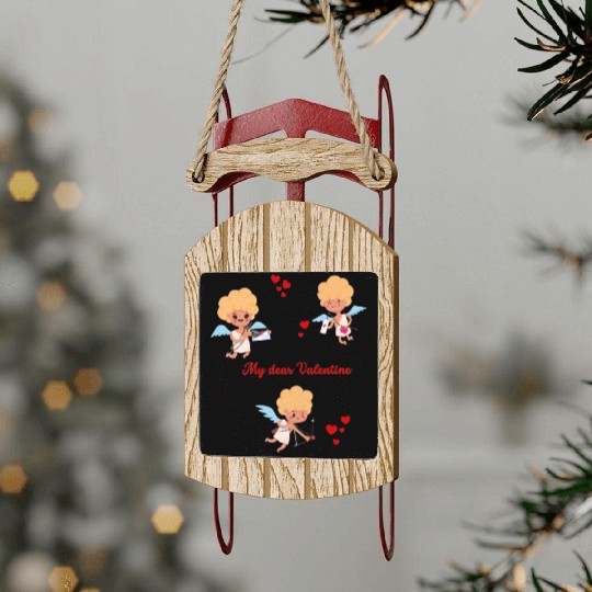 Spread love and Embrace cupid's charm! Sled Ornaments