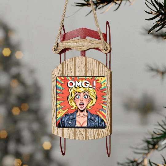 OMG Funny comics Sled Ornaments