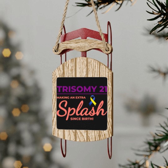 Down Syndrome Awareness Trisomy 21 Splash Sled Ornaments