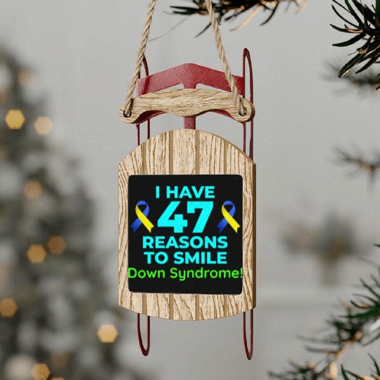 Down Syndrome Awareness 47 Reasons to Smile Sled Ornaments