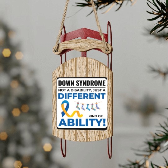 Down Syndrome Awareness Different Ability Sled Ornaments