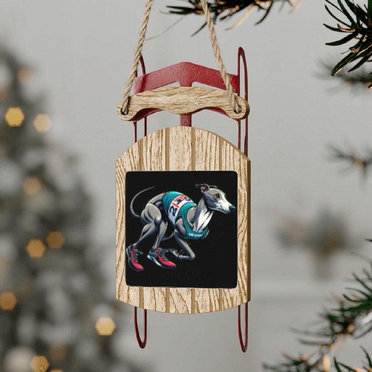 Marathon Master: Greyhound's Race Day Sled Ornaments