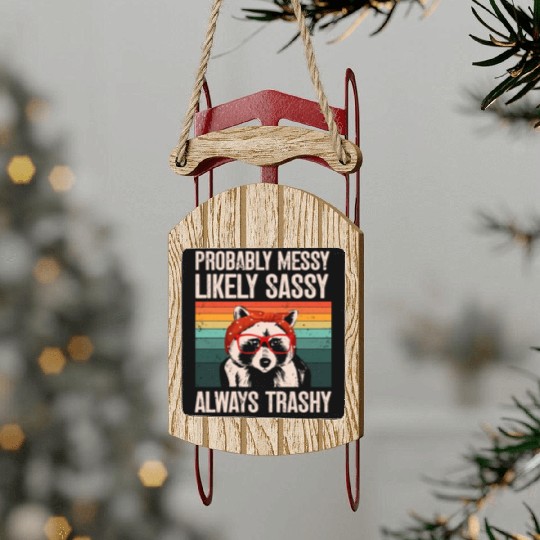 Funny Raccoons Trash Panda Racoon Lovers Sled Ornaments