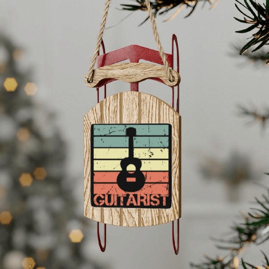 Vintage Guitarist Sled Ornaments