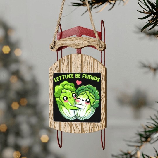 Lettuce Be Friends | Vegan Food Sled Ornaments