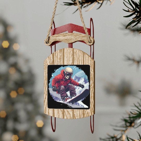 Skull Snowboarder Snowboarding Apres Ski Sled Ornaments