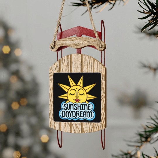Sunshine Daydream Happy Sun and Cloud Sled Ornaments