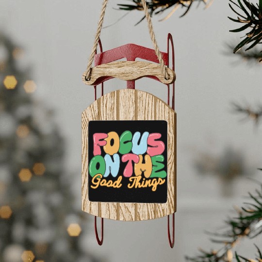 Positive Quotes, Retro Style, Vintage Groovy Sled Ornaments