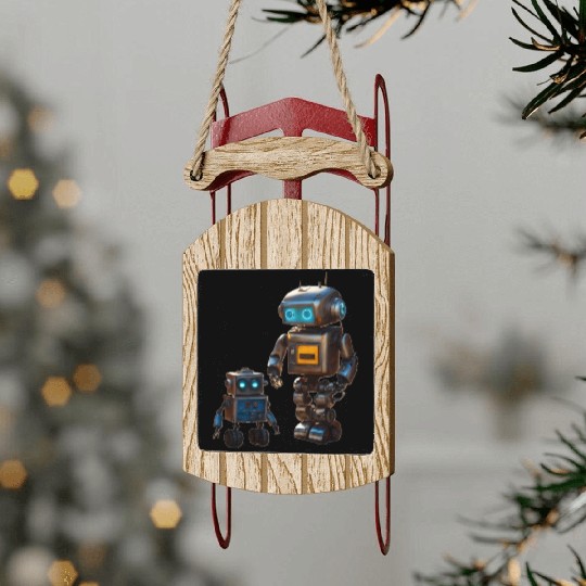 Two robot friends Sled Ornaments