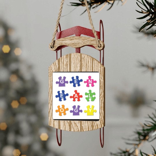 Genealogy Jigsaw Puzzle Pieces Sled Ornaments