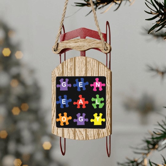 Genealogy Jigsaw Puzzle Pieces Sled Ornaments