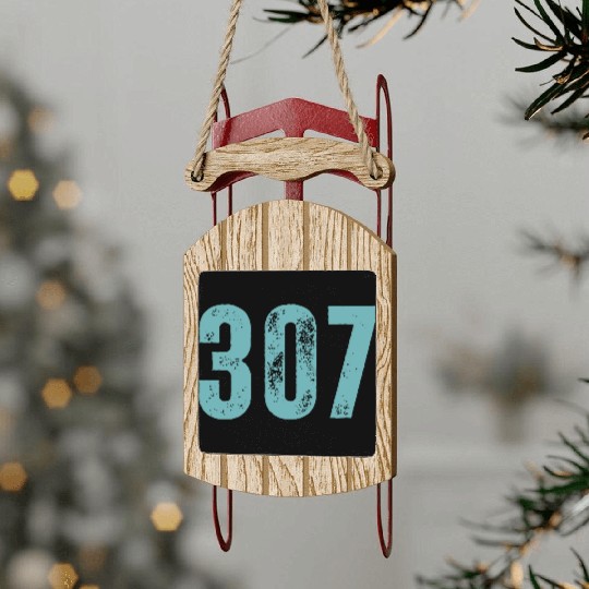 307 Area Code Wyoming Sled Ornaments