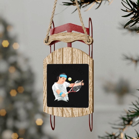 White Illustrated Tennis Club T Stirt Sled Ornaments