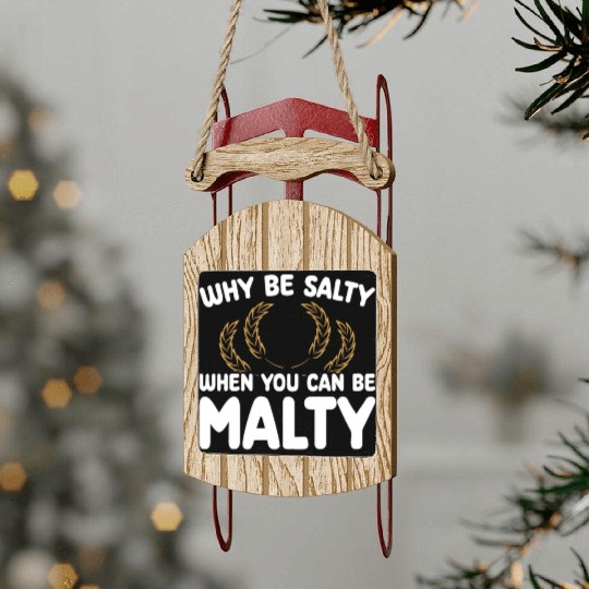Salty or Malty Craft Beer Humor Sled Ornaments