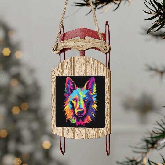Watercolor Colorful Belgian Laekenois Sled Ornaments