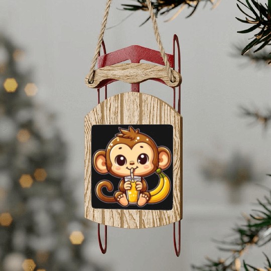 Monkey Business: Banana Juice Break Sled Ornaments