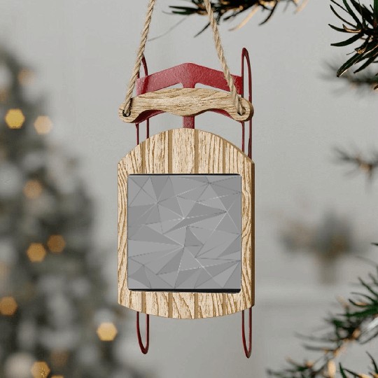 Grey silver low poly abstract background Sled Ornaments