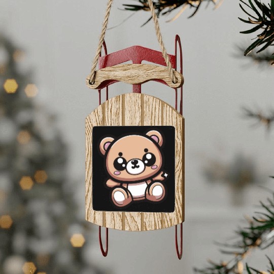 Cute Kawaii Teddy Bear 1 Sled Ornaments