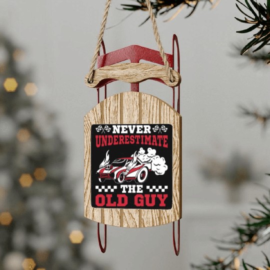 The Old Guy Funny Drag Racing Grandpa Sled Ornaments